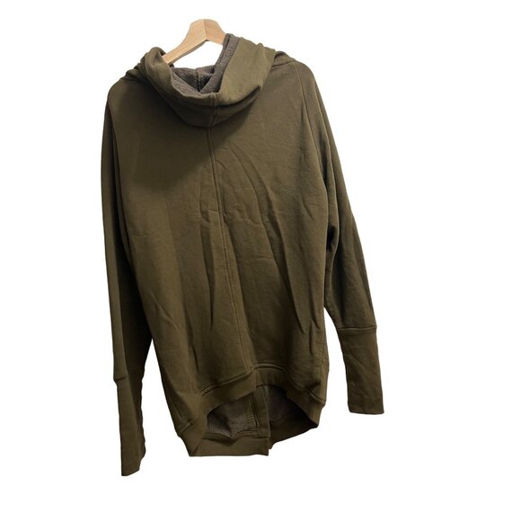 Marste Olive Green Hooded Button Down Hi Low Sweater Duster Jacket Size L - Picture 7 of 7